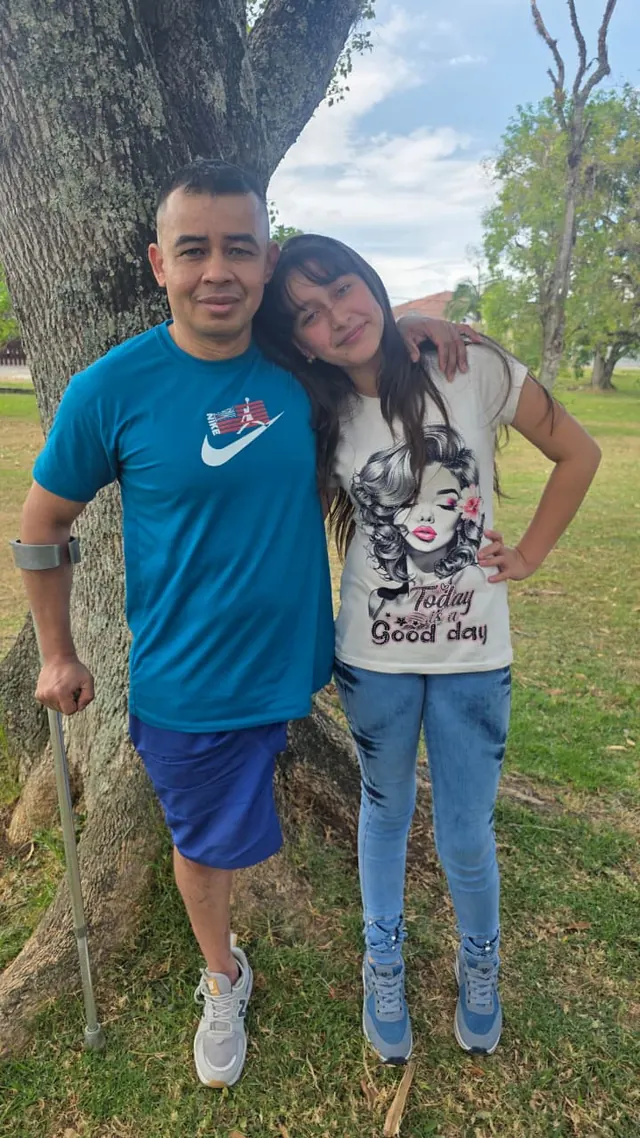 Nando with a close family member in the park